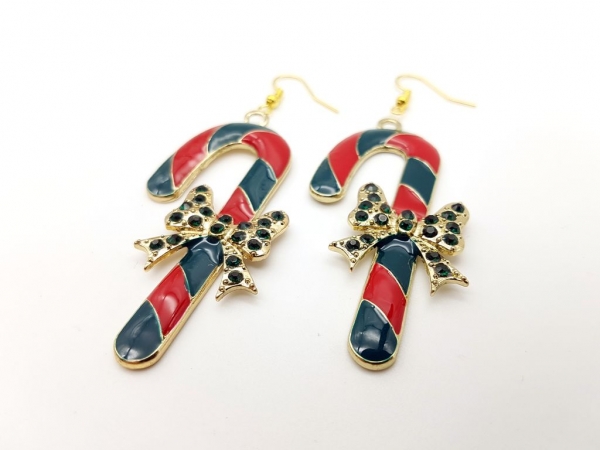 Zuckerstangen Ohrringe grün rot Schleife